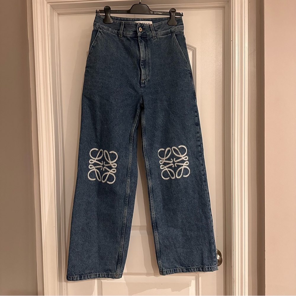 LOEWE
Anagram appliquéd high-rise wide-leg jeans 36FR